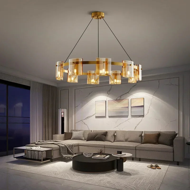 Afralia™ Smoky Glass Chandelier Lighting for Modern Room Decor