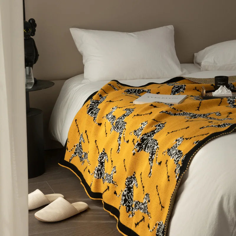 Afralia™ Zebra Knitted Blanket | Retro Spring/Autumn Sofa Decor | Skin-Friendly Nap Shawl