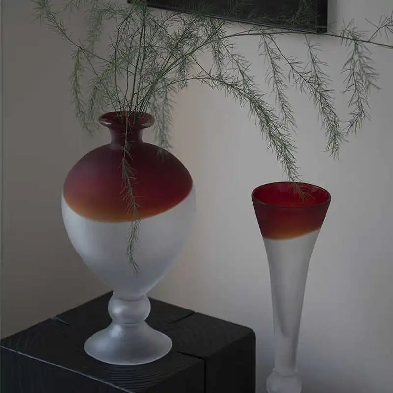Afralia™ Red Gradient Gourd Glass Vase for Floral Arrangements and Home Decor