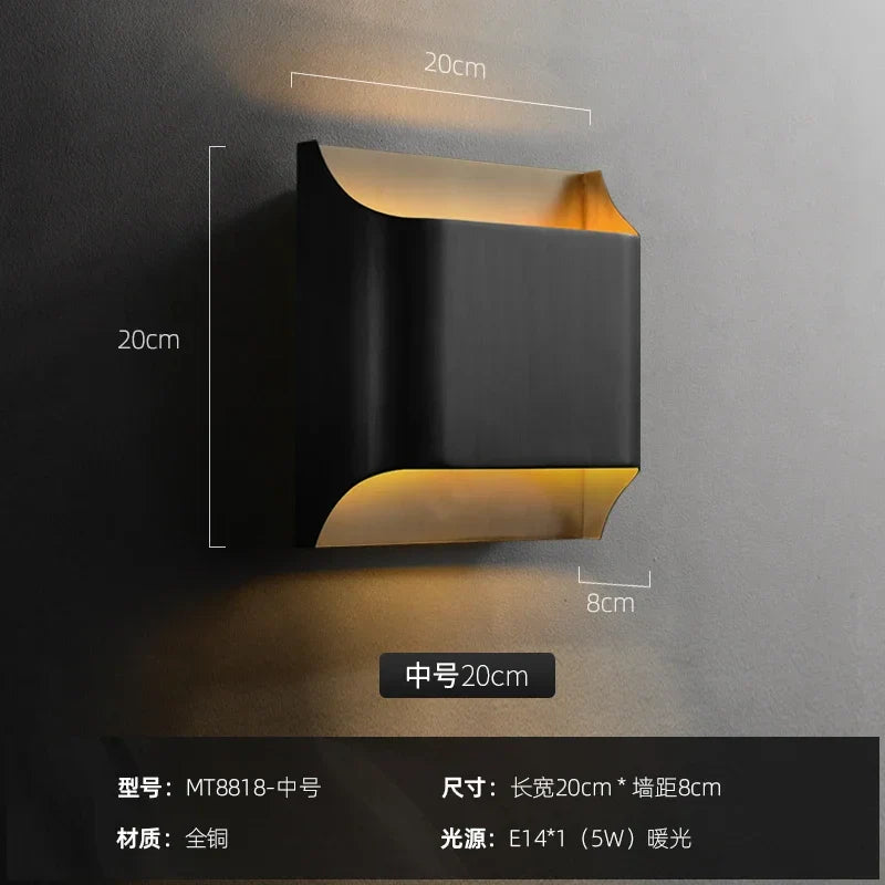 Afralia™ Modern Art Brass LED Wall Lamp for Hotel Living Room & Bedroom