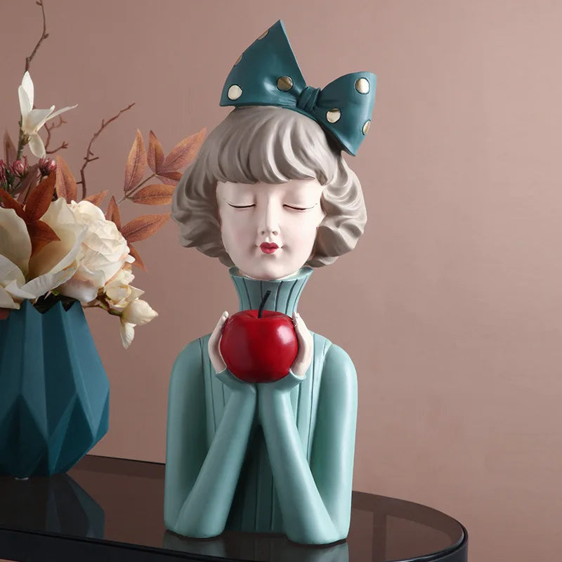 Afralia™ Bowknot Girl Resin Figurine | Home Room Decor & Wedding Gift