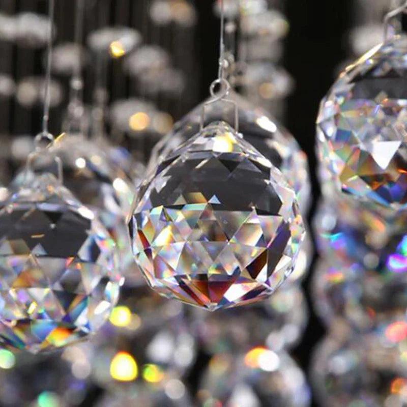 Afralia™ Luxury Living Room Crystal Chandelier LED Pendant Light Flush Mount Cieling Lamp