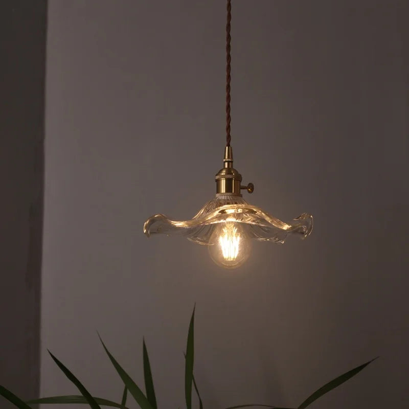 Afralia™ Lotus Leaf Glass LED Pendant Light - Japanese Style Loft Bar Living Dining Bedroom