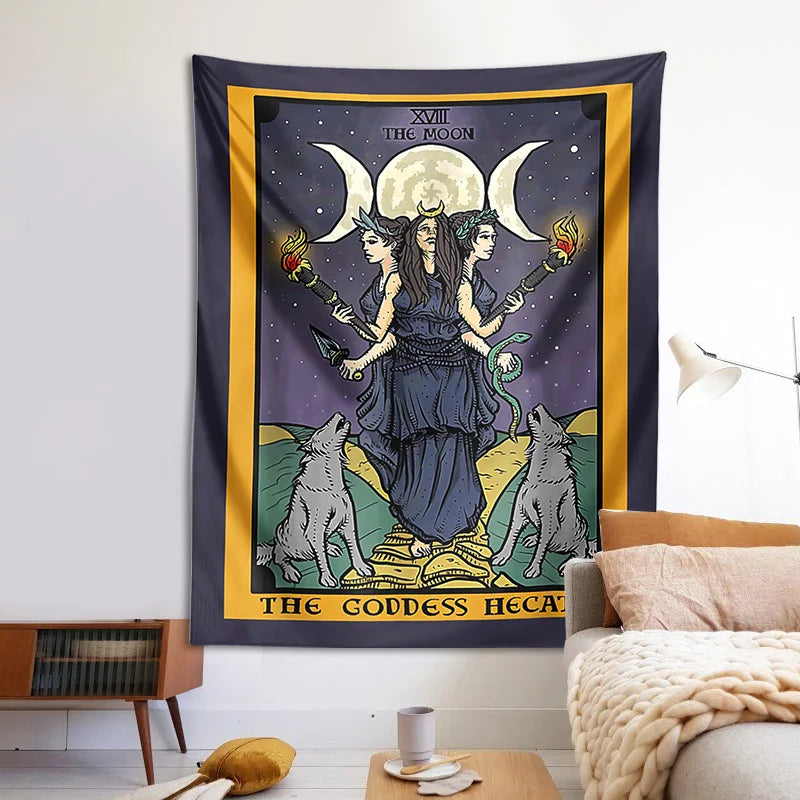 Afralia™ Moon Goddess Hecate Tapestry: Hippie Astrology Witchcraft Wall Decor