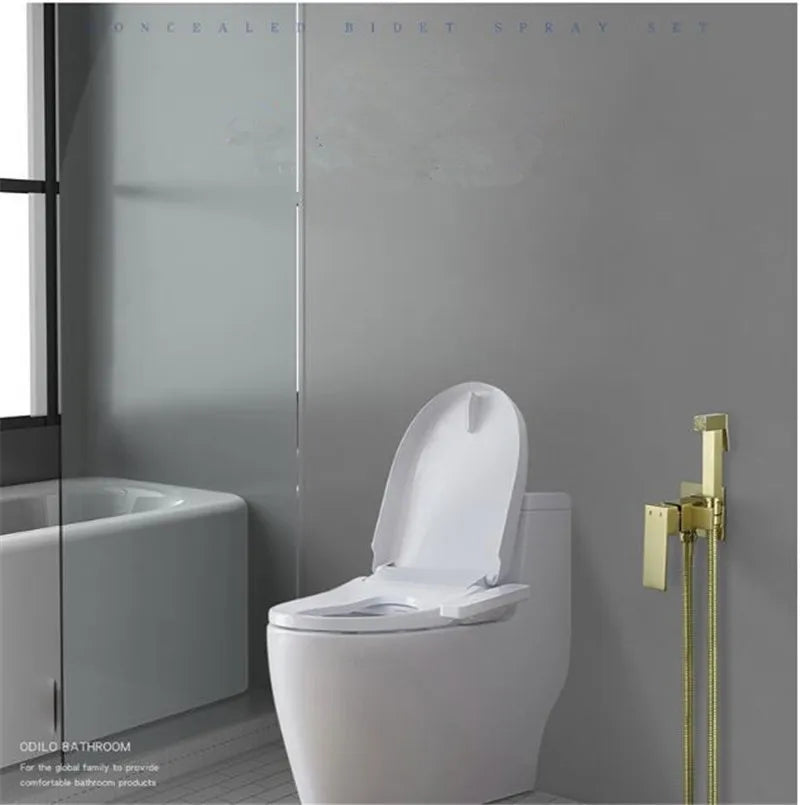 Afralia™ Brushed Gold Toilet Bidet Sprayer Set for Stylish Bathroom Upgrade