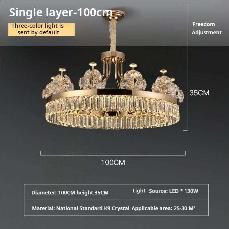 Afralia™ Luxury Crystal Chandelier: Gold Hanging Ceiling Light for Villa Hotel Décor