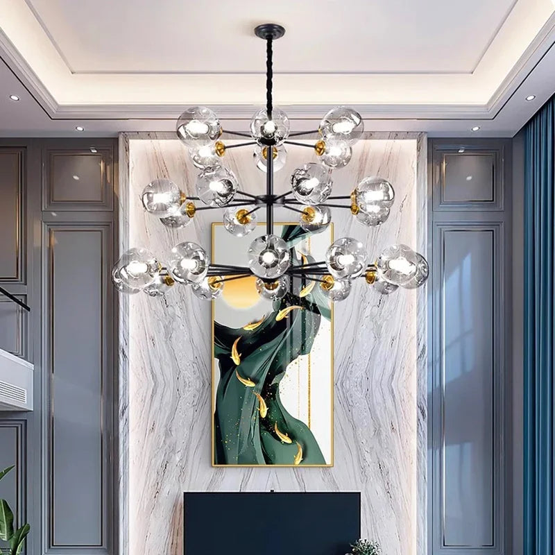 Afralia™ Glass Ball LED Pendant Light Chandelier - Nordic Style for Modern Home Decor