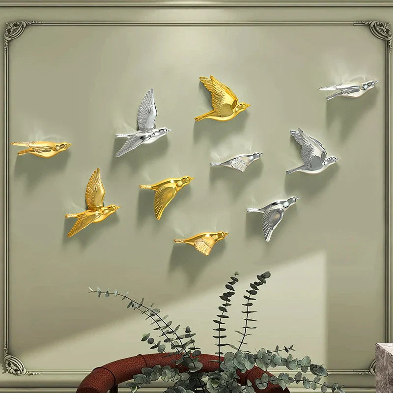 Afralia™ 3D Bird Resin Statue Wall Decor for Children's Room - Animal Figurine Ornament