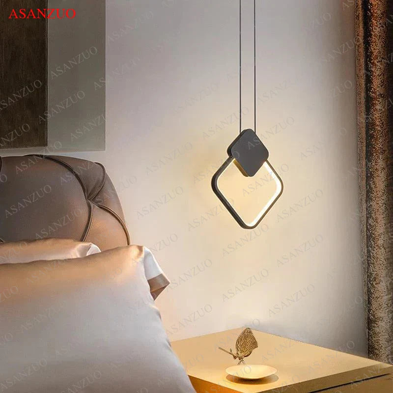 Afralia™ Black Ring Pendant Lamp Dimmable LED Ceiling Hanging Light