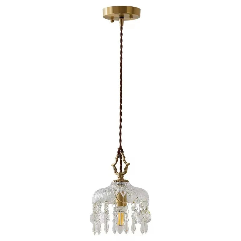 Afralia™ Crystal Glass LED Copper Pendant Lights for Bedroom Living Dining Room