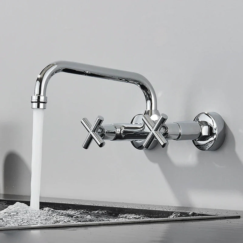 Afralia™ Swivel Spout Wall Mount Bathroom Faucet Mixer Tap for Vessel Wash Basin