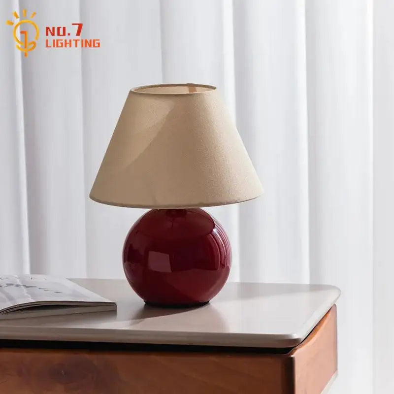 Afralia™ Chestnut Glass Table Lamp LED E27 Desk Light for Bedroom Living Room