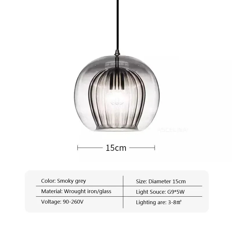 Afralia™ Nordic Glass Pendant Light LED Hanging Lamp for Home Indoor Decor