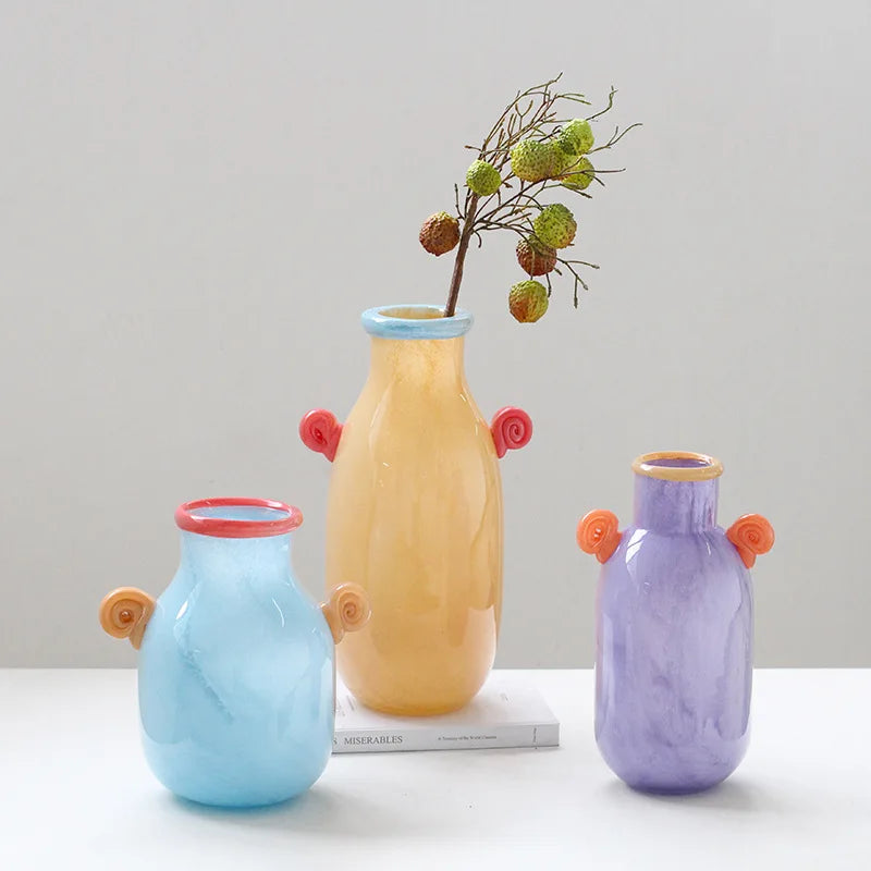 Afralia™ Glass Vase with Candy Handle for Home Decor and Floral Arrangements