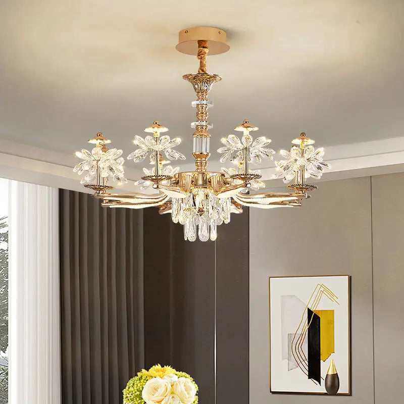 Afralia™ Crystal Chandelier Ceiling Pendant Light for Living, Dining, and Bedroom Home Lighting