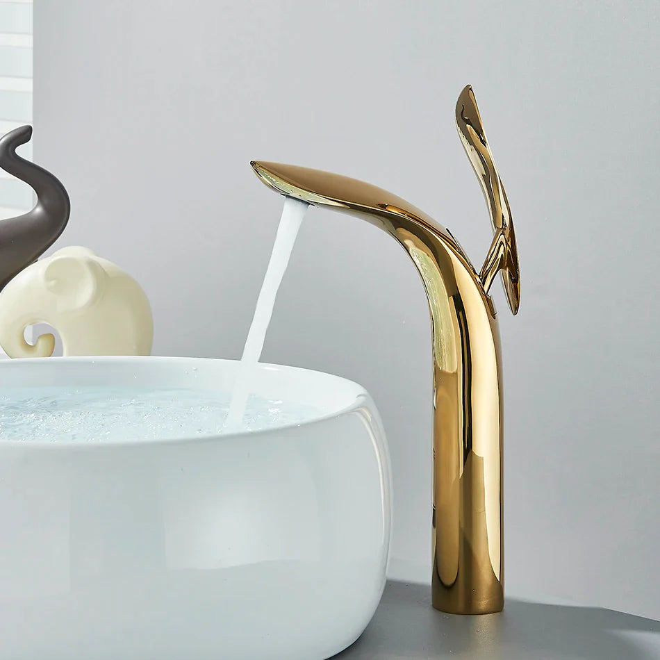 Afralia™ Rose Gold Basin Faucet: Brass Single Handle Mixer for Bathroom Sink