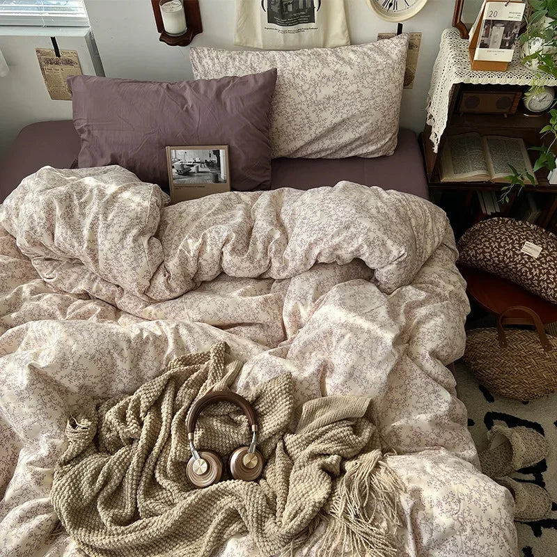 Afralia™ Cartoon Pattern Printed Cotton Bedding Set with Pillowcase