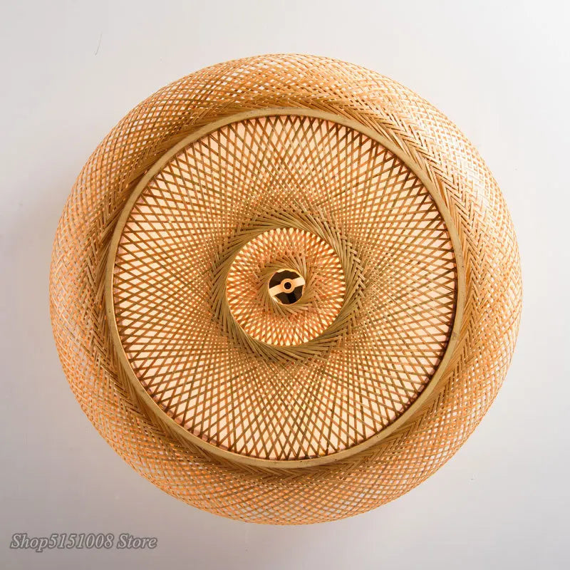 Afralia™ Bamboo Wicker Rattan Round Lantern Ceiling Light - Chinese Style Hand-Woven Fixture