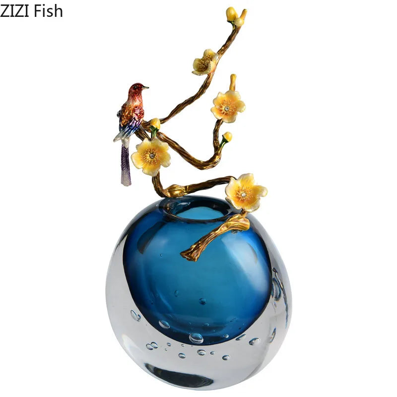 Afralia™ Ocean Heart Glass Vase - Transparent Blue Floral Room Decor