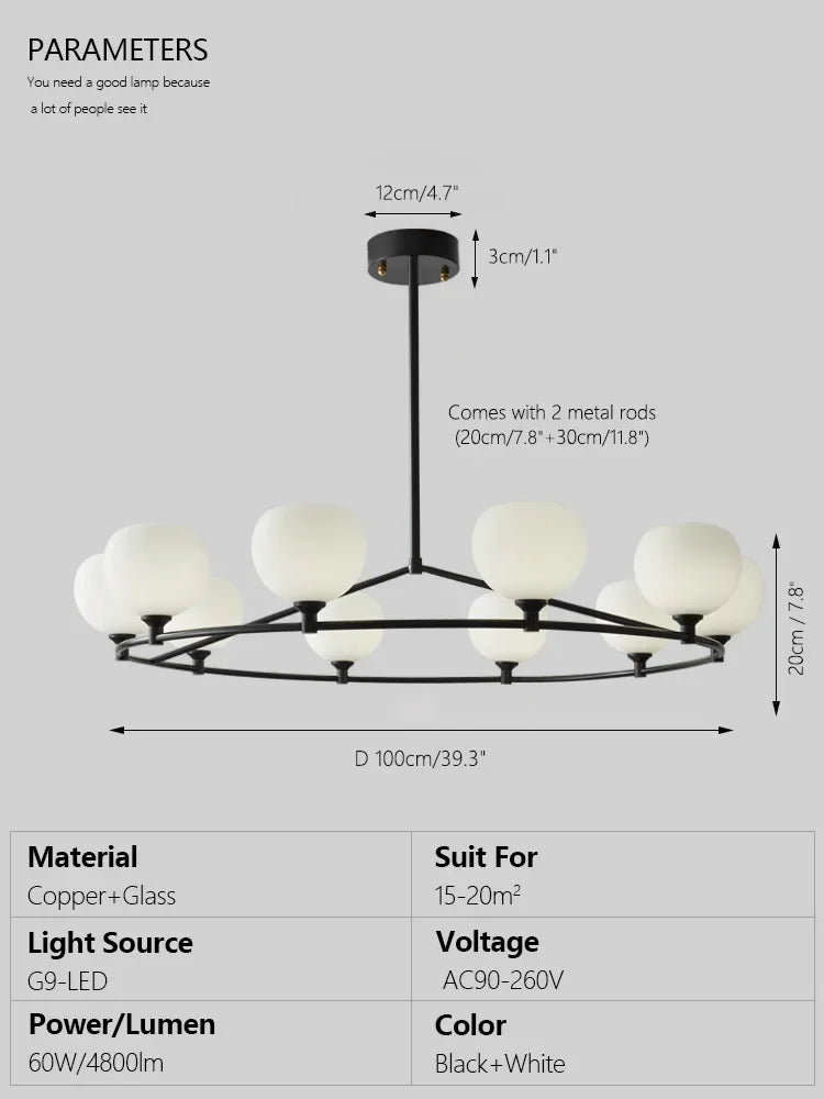 Afralia™ Copper Glass Chandelier Ceiling Light Fixture