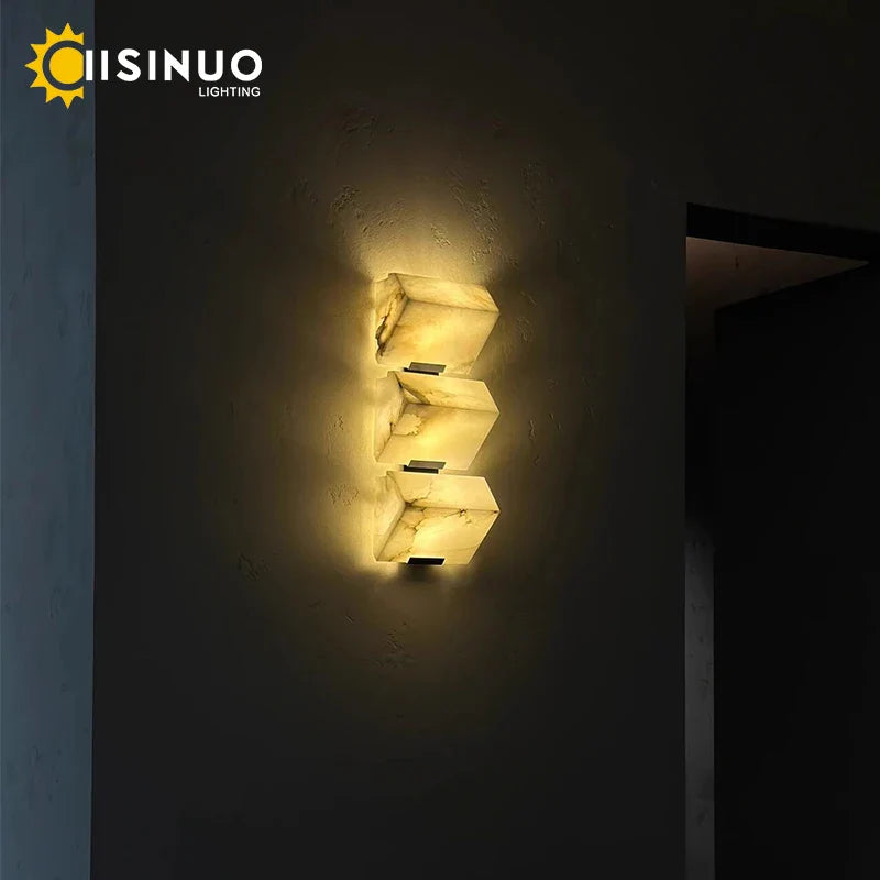 Afralia™ Marble LED Wall Lamp for Modern Bedroom and Home Decor