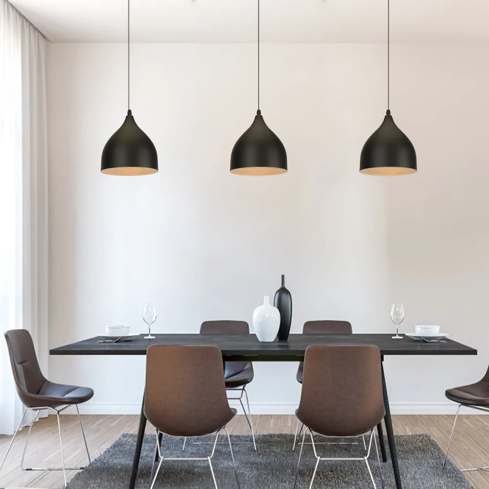Afralia™ Iron Black Pendant Lights Vintage Nordic Modern Hanging Lamps for Living Room