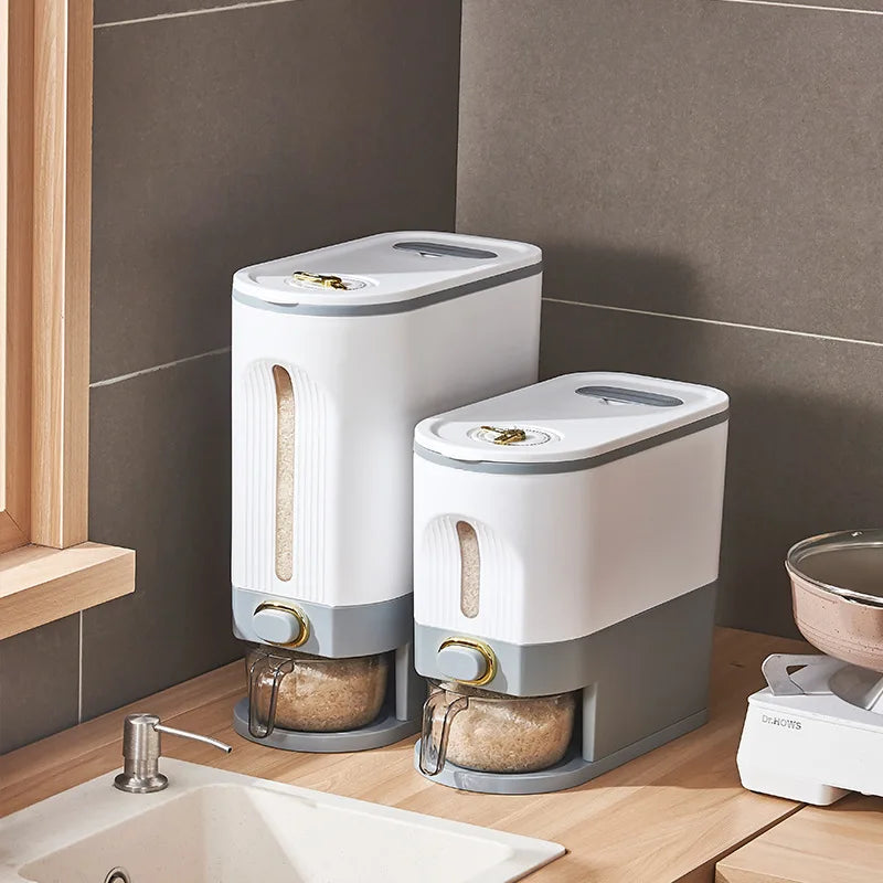 Afralia™ Large Capacity Rice Dispenser Kitchen Grain Container Moisture Proof Cereal Storage Box