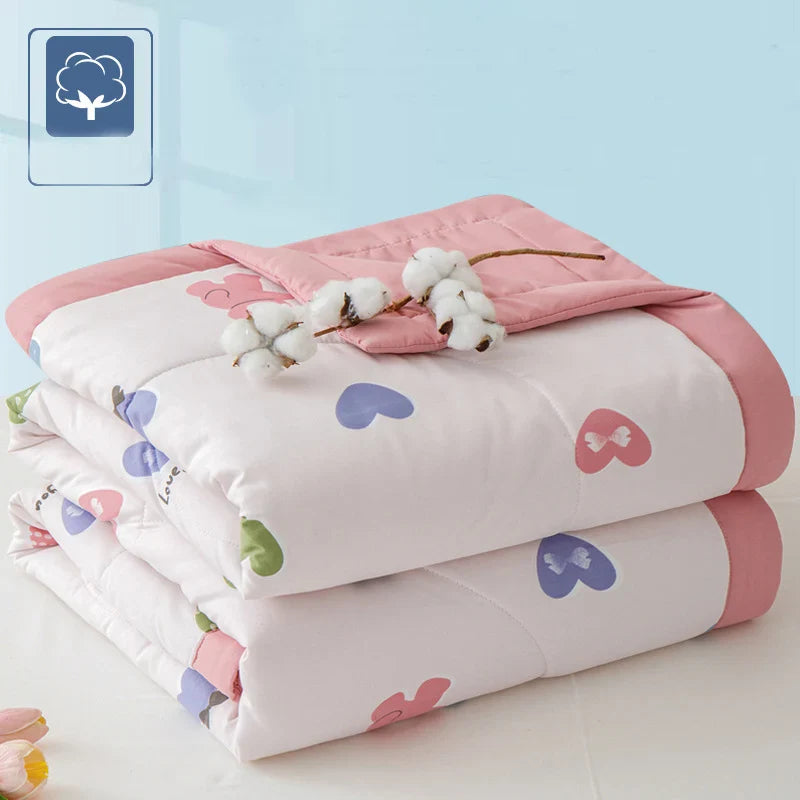 Afralia™ Lightweight Summer Quilt: Soft Skin-Friendly Comforter with Cotton Fill