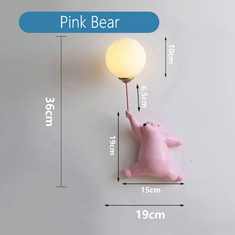 Afralia™ Bear Wall Lamp | Cute Nordic Cartoon Design for Girls Bedroom, Study, Dormitory