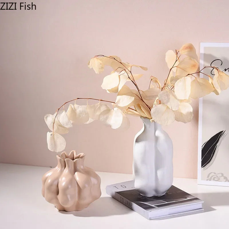 Afralia™ Ceramic Floral Vase Set for Desk Decoration & Flower Arrangement