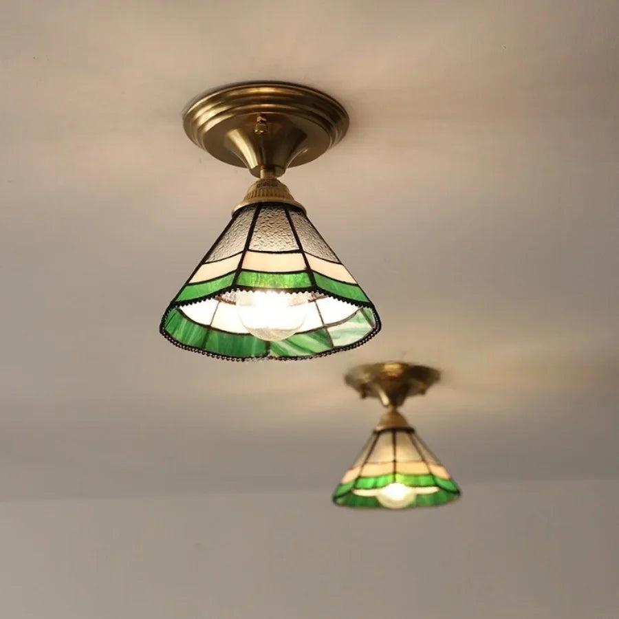 Afralia™ Glass LED Ceiling Lamp Modern Copper Socket Ceiling Lights