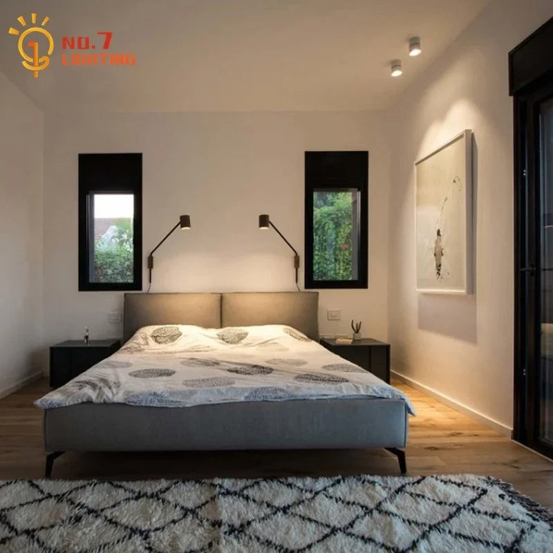 Afralia™ Black Walnut Swing Arm Wall Lamp with Switch | Minimalist Design for Home Decor