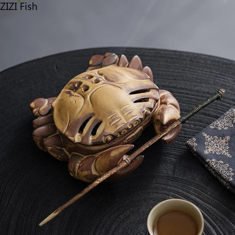 Afralia™ Crab Ceramic Incense Burner Aromatherapy Tray Room Diffuser Censer Ash Plate