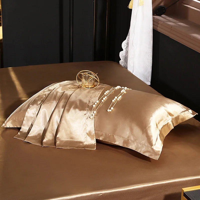 Afralia™ Mulberry Silk-blend Satin Duvet Cover Set for King & Queen Beds