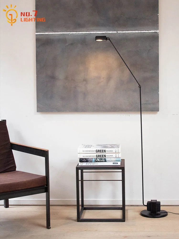 Afralia™ Retro Industrial LED Floor Lamp Swing Arm for Living Room Study