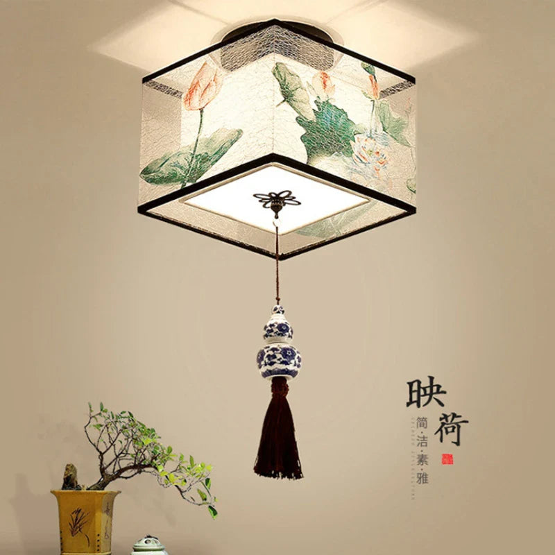 Afralia™ Chinese Style Ceiling Lamp, Creative Warm Light for Hotel Villa Corridors