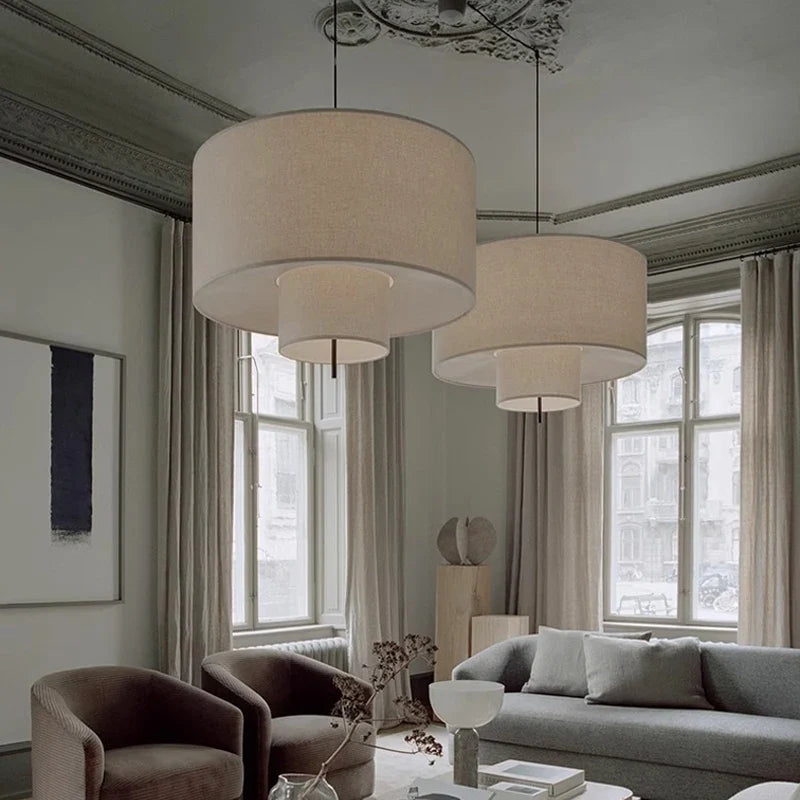 Afralia™ Fabric Chandelier LED Pendant Lights Nordic Minimalist for Living Dining Room