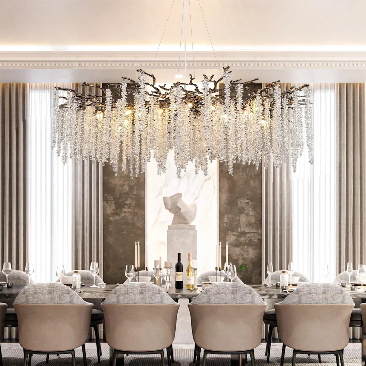 Afralia™ Round Black Crystal Chandelier for Dining Living Bedroom K9 Luxury Lighting