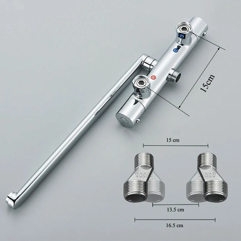 Afralia™ Thermostatic Shower Faucet Mixing Valve Bathtub Taps Brass Wall Mount Set