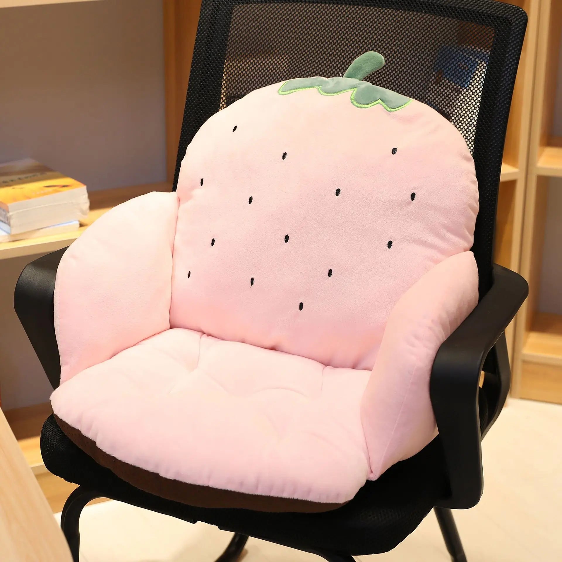 Afralia™ Pink Cartoon Animal Plush Office Chair Cushion Supports Lumbar - Soft Comfort Office Pillows