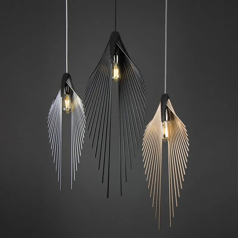 Afralia™ Vintage Bird's Wing LED Pendant Lights for Modern Living Room Chandeliers