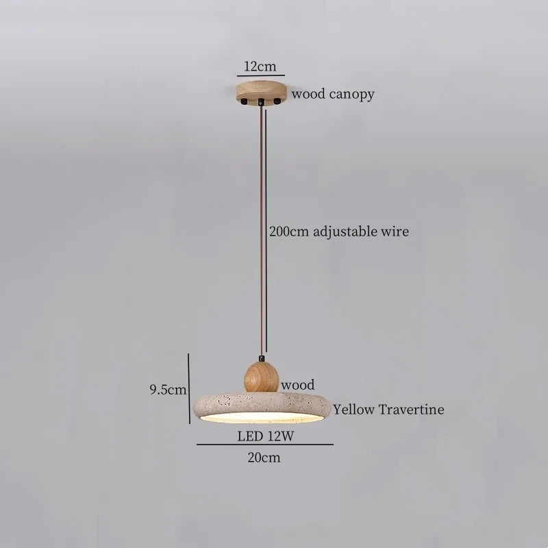 Afralia™ LED Pendant Lights, Yellow Travertine Vintage Hanging Lamp for Living Room & Kitchen