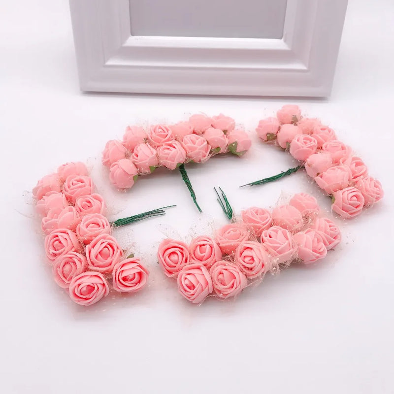 Afralia™ Mini Multicolor Foam Rose Flowers for Home Wedding Decor