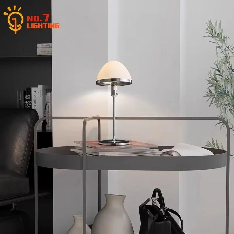 Afralia™ Nordic Iron Art Glass Floor Lamp LED E27 Chrome Vertical Table Lamp