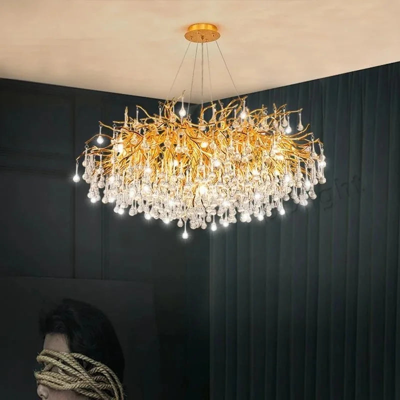 Afralia™ Crystal Luxury Ceiling Chandelier: Modern Living Dining Bedroom Pendant Lights