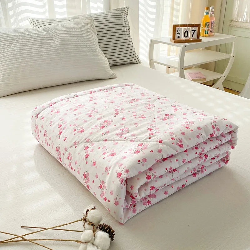 Afralia™ Lightweight Cotton Summer Quilt: Single/Double Machine Washable Air Conditioning Blanket