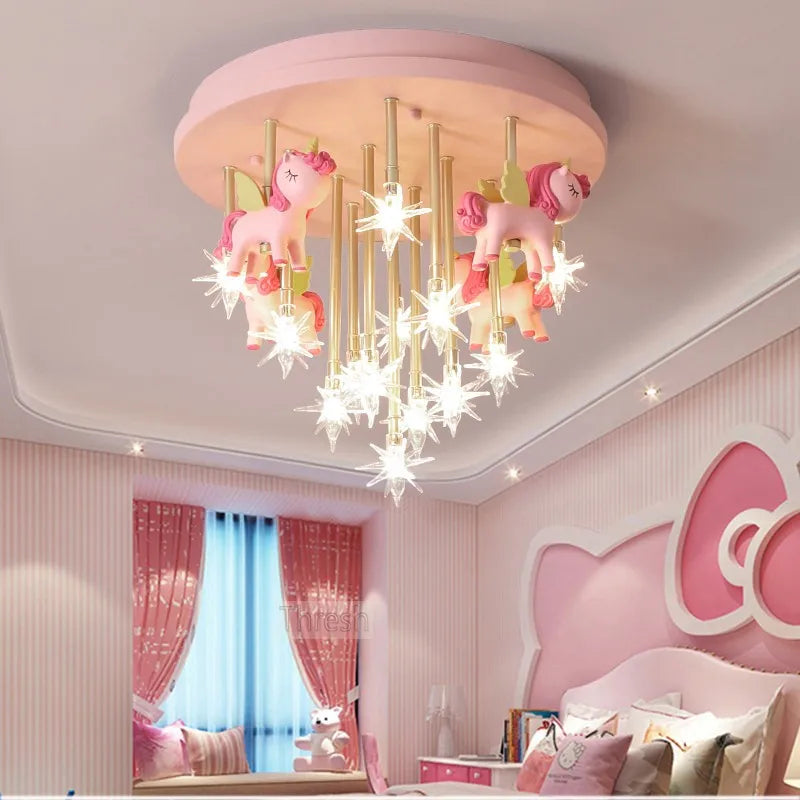 Afralia™ Star Anime Animal Ceiling Light for Kids Room Decor