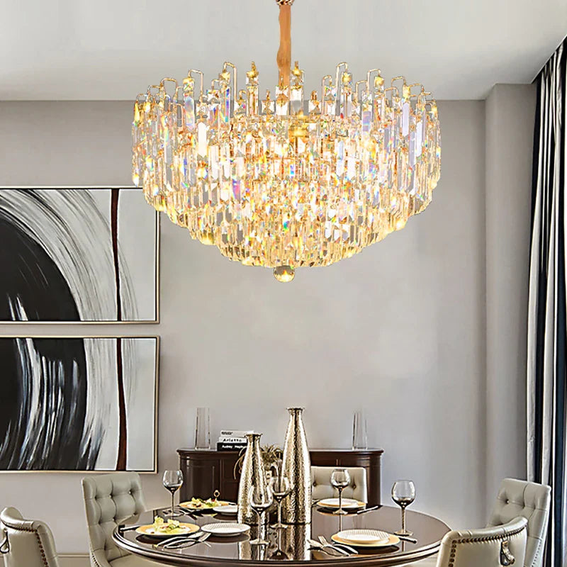 Afralia™ Crystal Pendant Chandelier LED Hanging Lamp for Luxury Living Room Decor