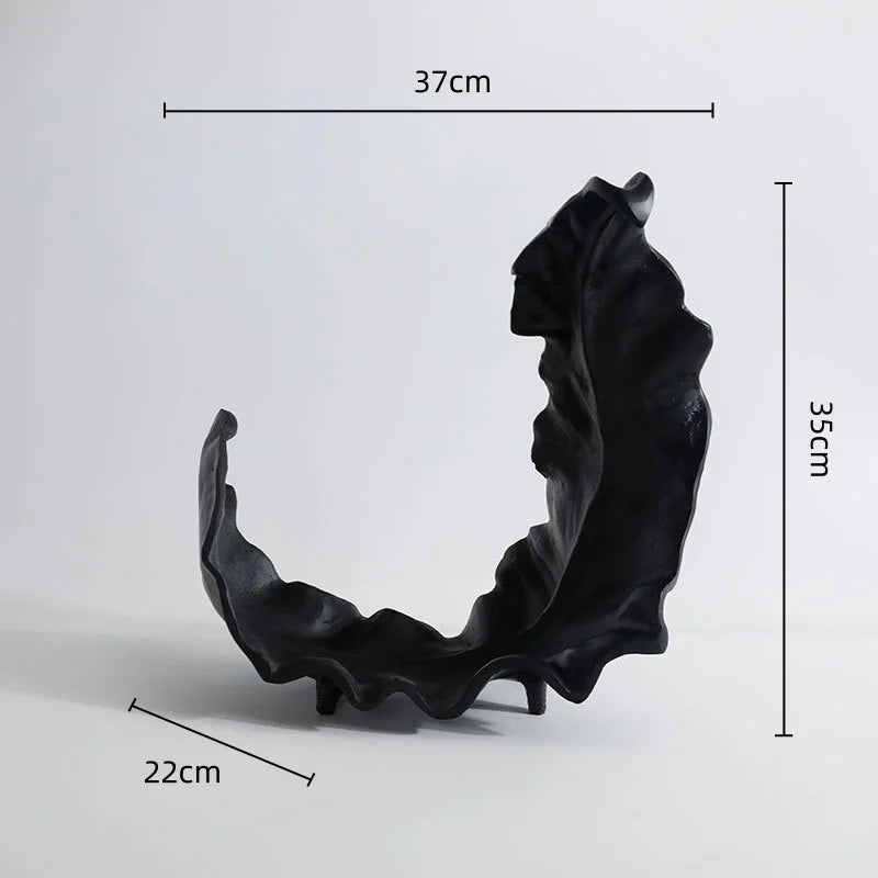 Afralia™ Resin Leaf Fruit Bowl Curved Dead Leaf Tray Figurines Home Decor