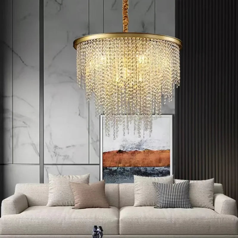 Afralia™ Retro E14 LED Pendant Lights in Black/Gold Finish - Elegant Crystal Suspension Lamp